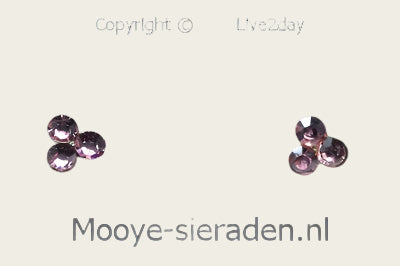 Silver Clover Stud Earrings with pink cut stone