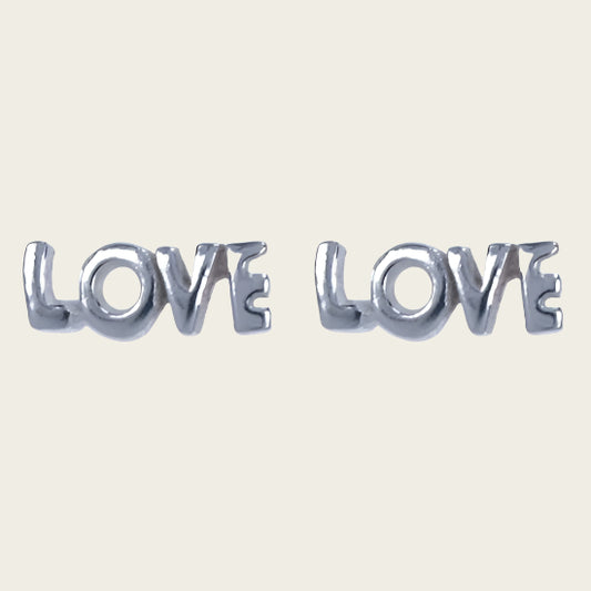 Silver Love Stud Earrings