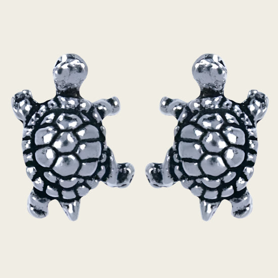 Silver Tortoise Stud Earrings