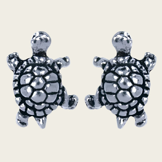 Silver Tortoise Stud Earrings