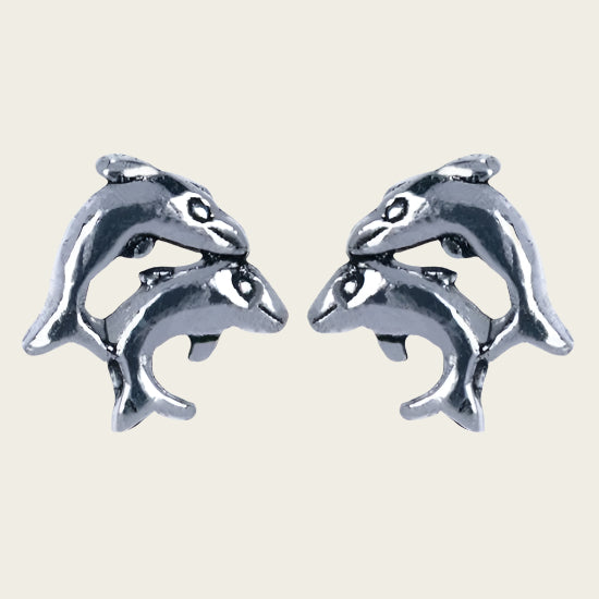 Silver Dolphin Stud Earrings