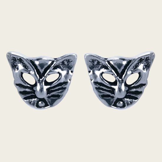 Silver Cat Nose Stud Earrings