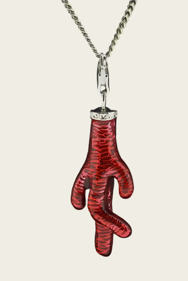 Zilveren rood Koraal groot hanger en/of bedel