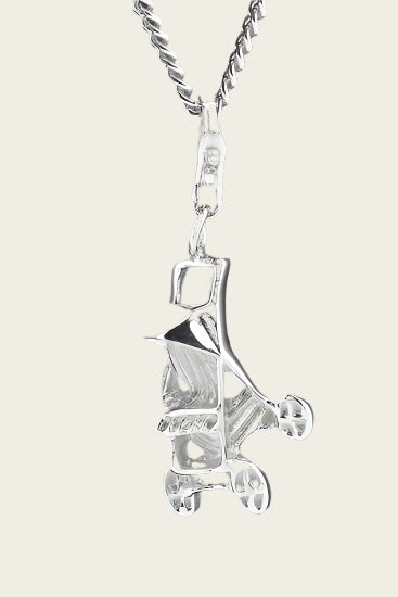 Zilveren Buggy kinderwagen hanger en/of bedel