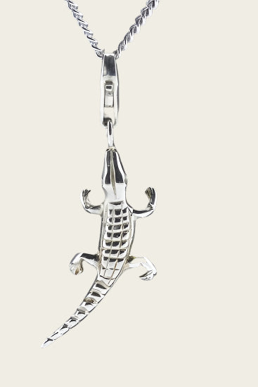 Zilveren Alligator Krokodil hanger en/of bedel