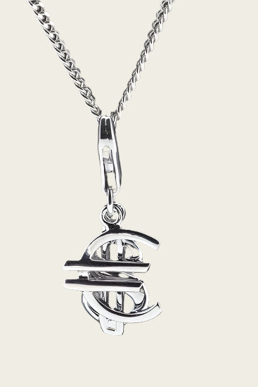 Zilveren Euro en Dollar los hanger en/of bedel