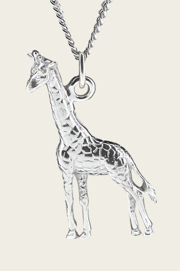 Zilveren Giraf groot ketting hanger