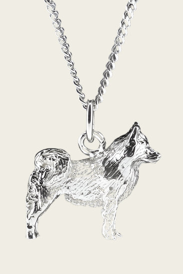 Zilveren Finse Lappenhond groot ketting hanger