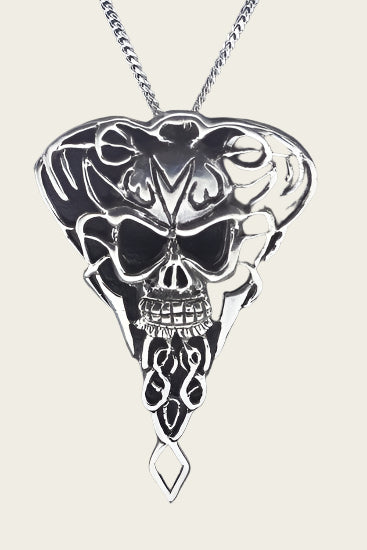 Zilveren Amulet met doodskop XL ketting hanger