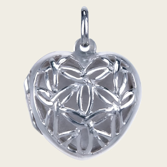 Zilveren Foto medaillon Hart opengewerkt 1 foto ketting hanger