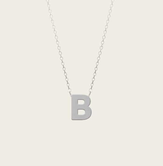 Stainless steel letter B pendant + chain 45-50 cm in stainless steel