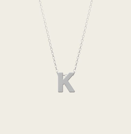 Stainless steel letter K pendant + chain 45-50 cm in stainless steel
