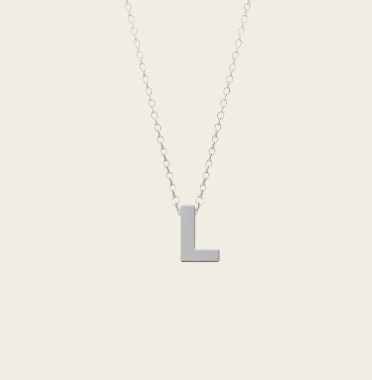 Stainless steel Letter L pendant + chain 45-50 cm in stainless steel