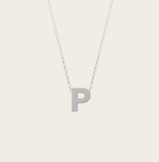 RVS Letter P hanger + ketting  45-50 cm in edelstaal