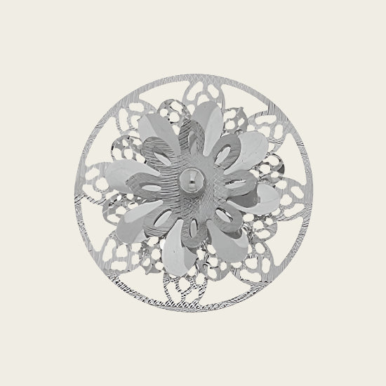 MY iMenso 925/rhod-plated insignia flat cover 3d flower 33mm - uitlopend