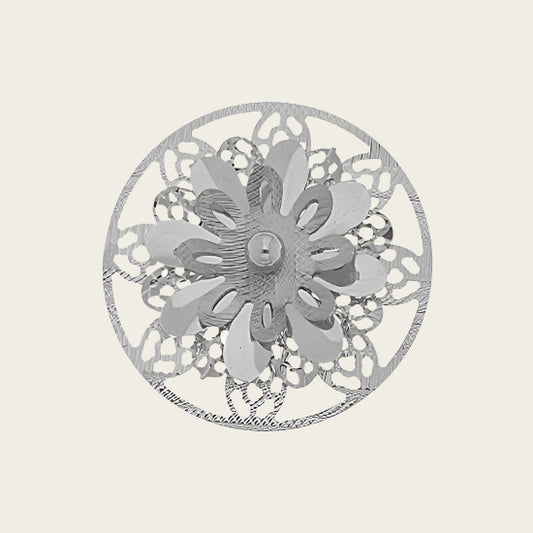MY iMenso 925/rhod-plated insignia flat cover 3d flower 33mm - uitlopend