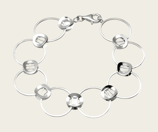 Zilveren design armband Oog in Oog  mat-glans 19 cm