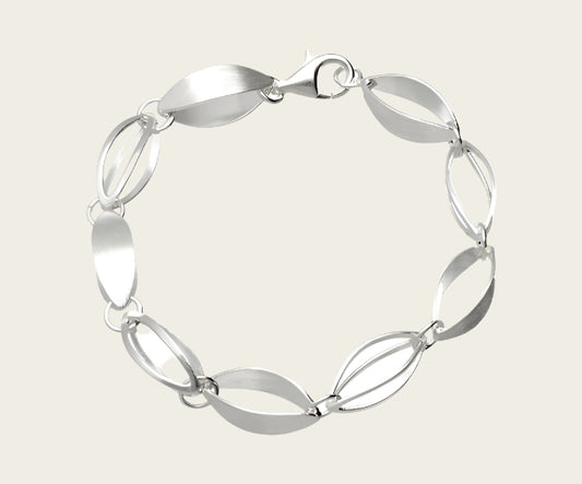 Zilveren design armband Open mind mat-glans 19 cm