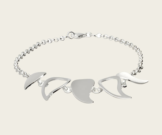 Zilveren design armband Pointer mat-glans 19 cm