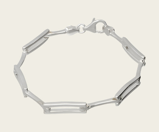 Zilveren design armband Open angle mat-glans 19 cm
