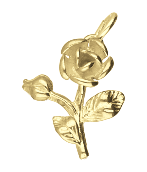 Golden Rose with Branch Necklace Pendant