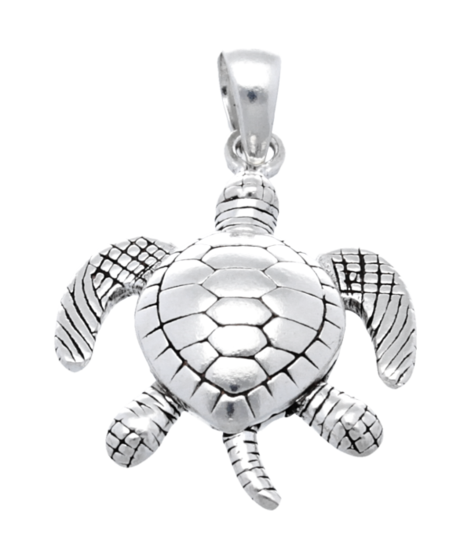 Silver Turtle with moving parts necklace pendant