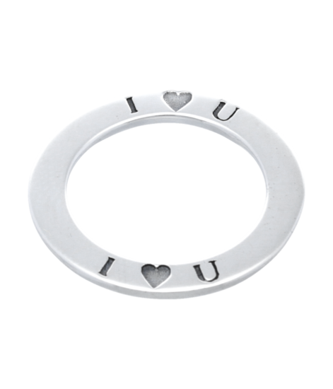 Silver Text Ring I LOVE YOU Necklace Pendant