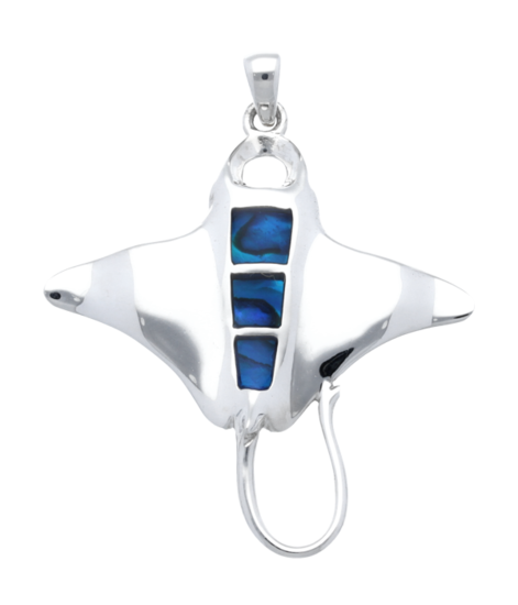 Silver Manta with blue enamel necklace pendant