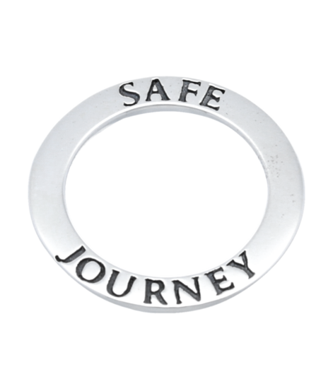 Silver Text Ring "Safe Journey" Necklace Pendant