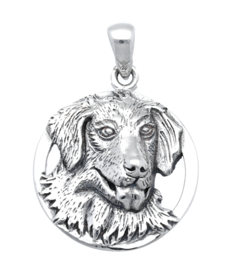 Zilveren Golden retriever in ring kettinghanger