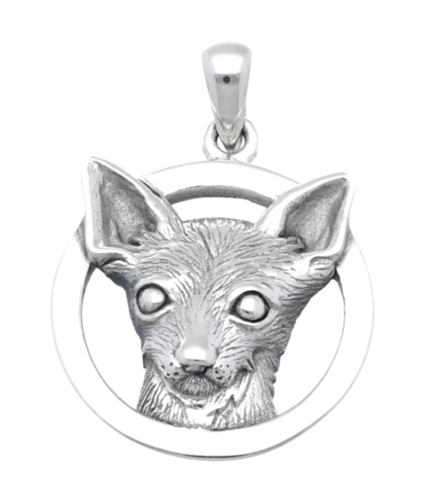Zilveren Chihuahua in ring kettinghanger