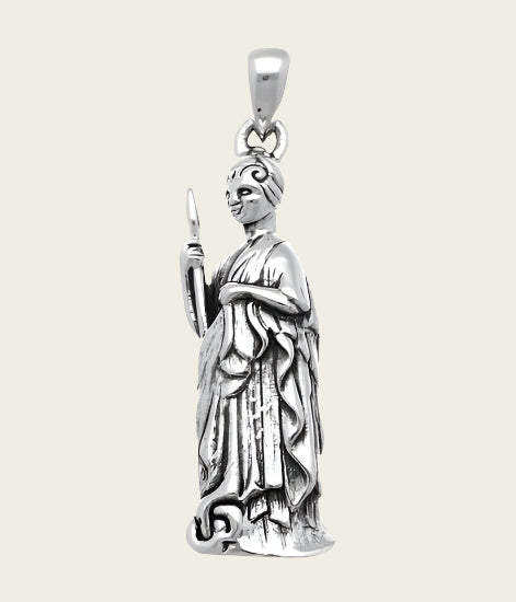 Zilveren Griekse godin Athena - Minerva kettinghanger