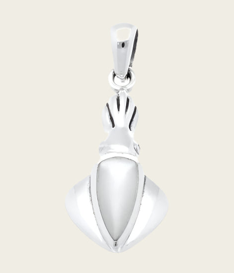 Silver Squid with Shell Necklace Pendant