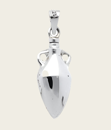 Silver Ash Pendant Greek Jar Necklace Pendant