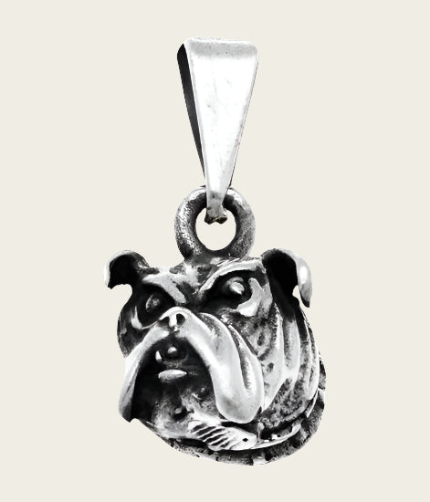 Silver Bulldog Head Necklace Pendant