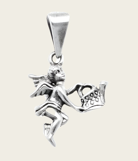 Silver Angel with watering can necklace pendant