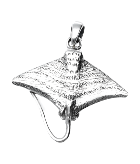 Silver Manta Ray Edited Necklace Pendant