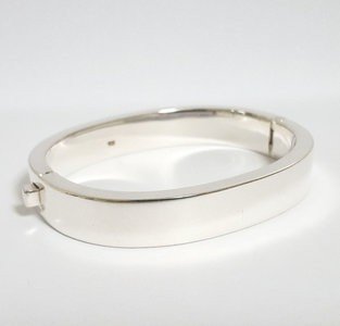 Zilveren kast armband smal 1cm breed en diameter 19 cm