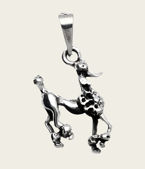 Silver King Poodle Necklace Pendant