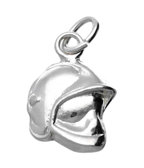 Zilveren Brandweerhelm vlak kettinghanger