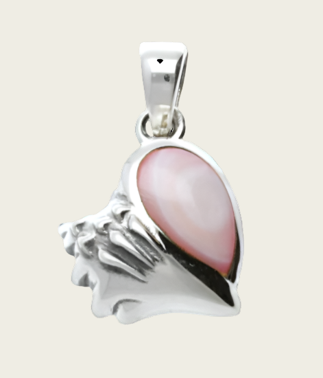 Zilveren Schelp met rose kwarts kettinghanger