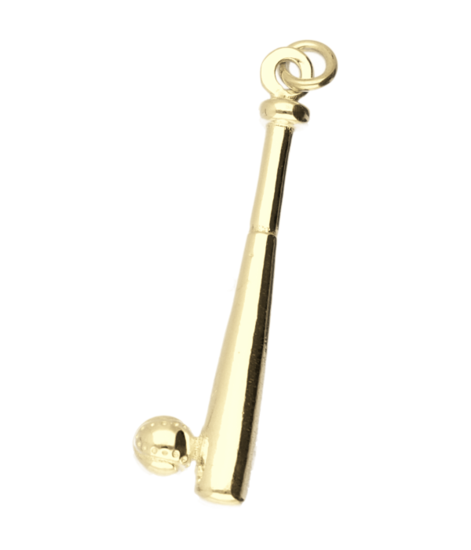 Gouden Honkbalknuppel met bal XL kettinghanger