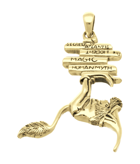 Golden Bookworm Necklace Pendant