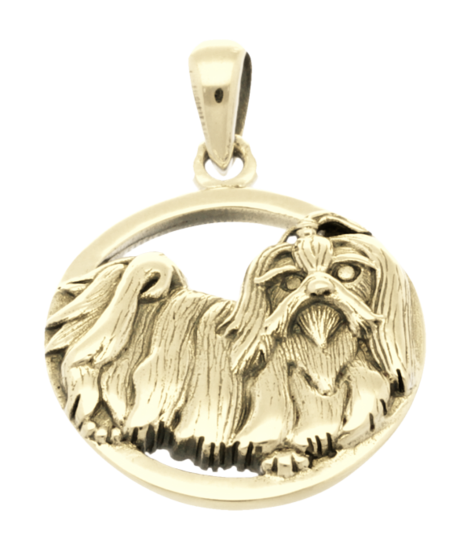 Gold Shih Tzu Dog Necklace Pendant