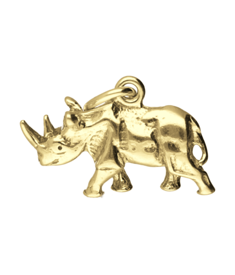 Golden Rhinoceros Necklace Pendant