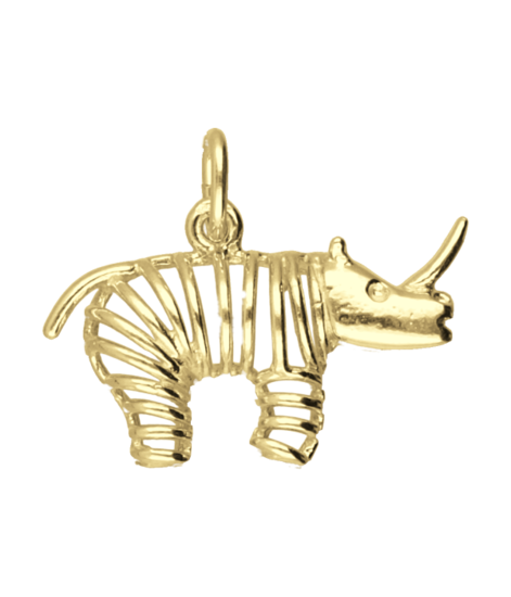 Golden Rhinoceros Openwork Necklace Pendant