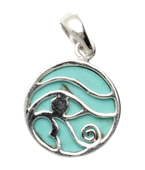 Zilveren Oog van Horus met turquoise kettinghanger