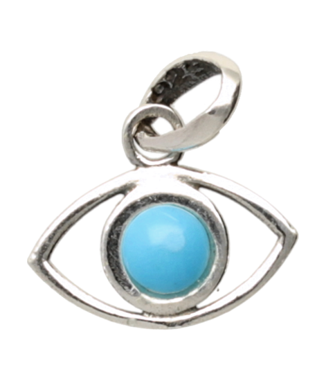 Zilveren Het Oog met turquoise kettinghanger