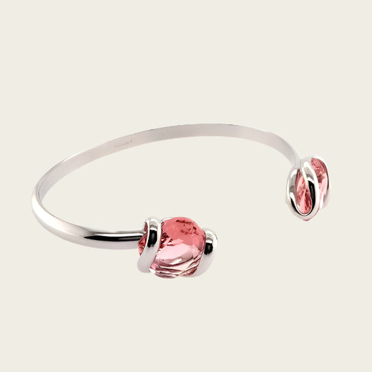 Klemarmband met 2 x rosé swarovski kristallen 19 cm