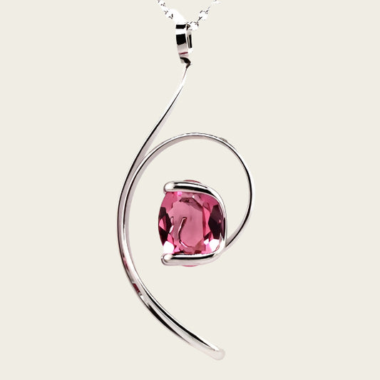 Ketting design groot met donker rosé swarovski kristal 45 cm